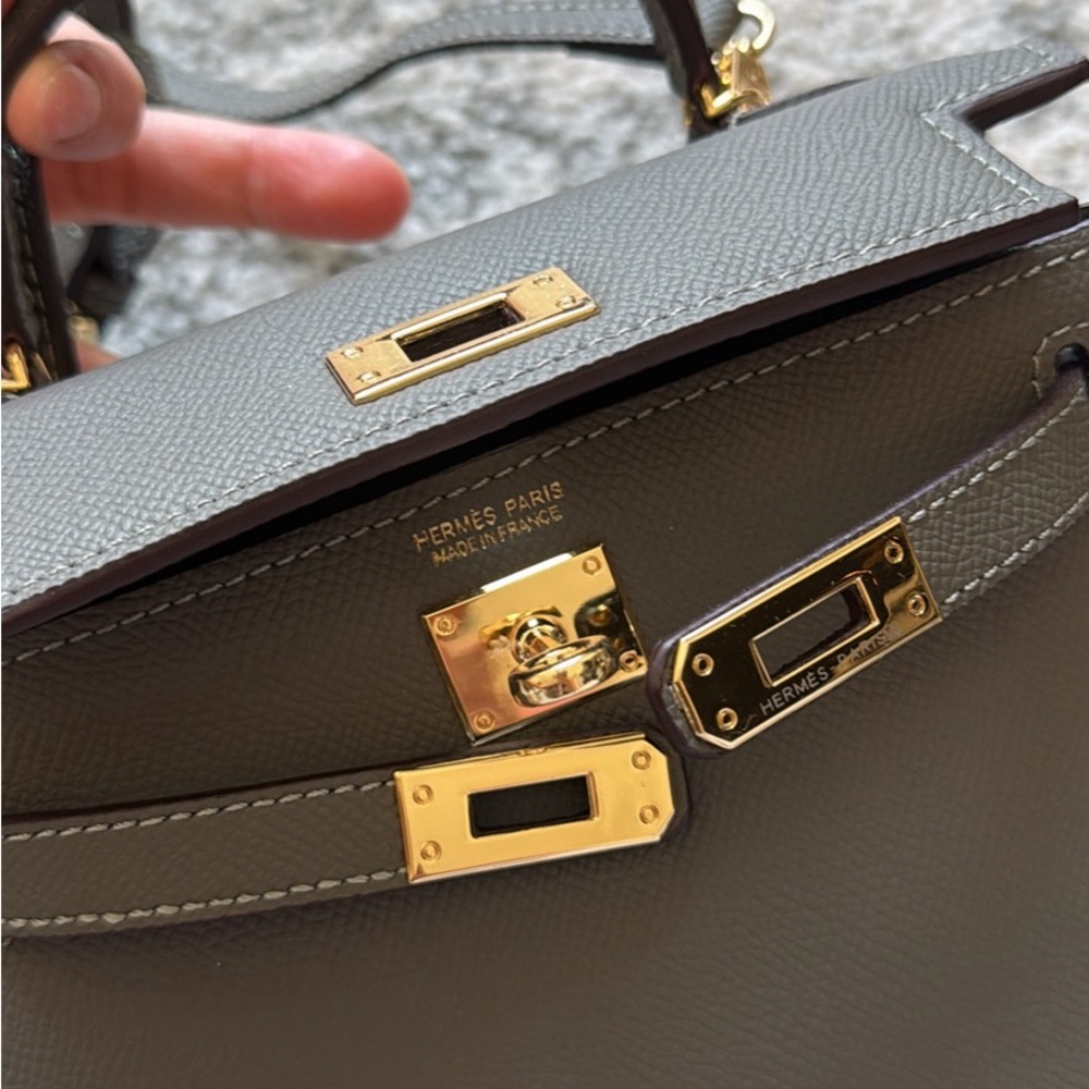 Gray Leather Handbag Kelly birkin dupe!